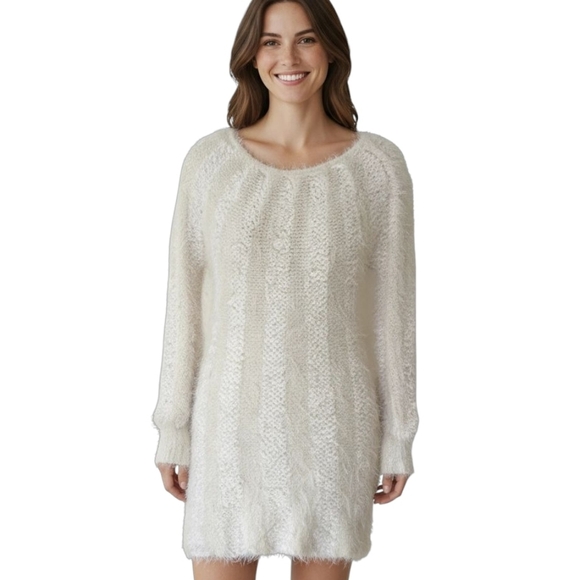 Line The Label Mohair Puff  Sleeve Sweater Dress - Picture 1 of 6